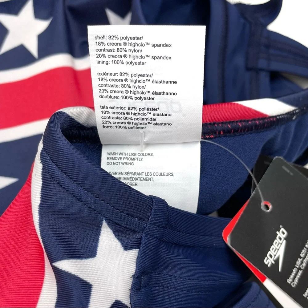Speedo | NWT Striped Star American Flag Swim Bikini Top - Picture 6 of 6